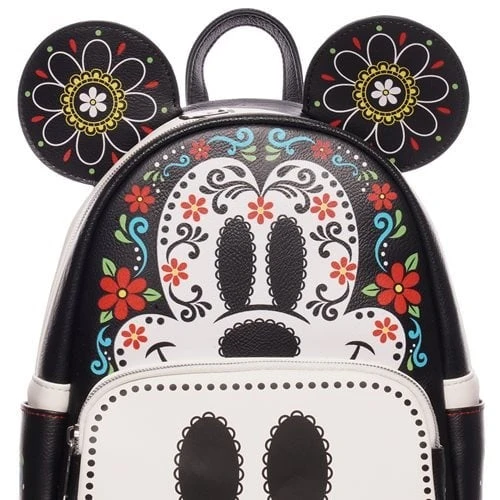 Loungefly Disney Mickey Mouse Dia De Los Muertos Sugar Skull Mini Backpack - Entertainment Earth Exclusive - Image 9
