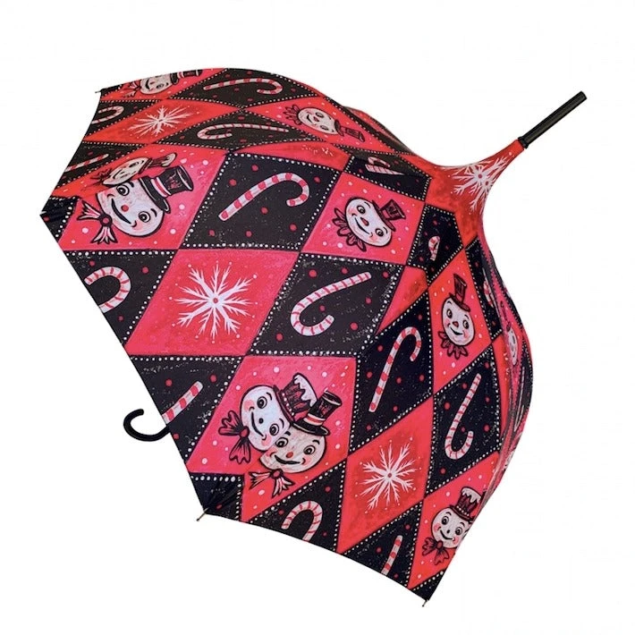 Johanna Parker X Lipstick & Chrome Frosty Pink Snowman Umbrella - Image 3