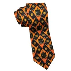 Johanna Parker X Lipstick & Chrome Grinning Cats And Jacks Men's Halloween Tie