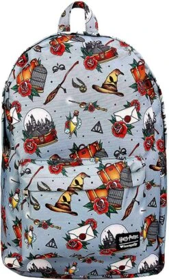 Loungefly Harry Potter Relics Tattoo AOP Backpack