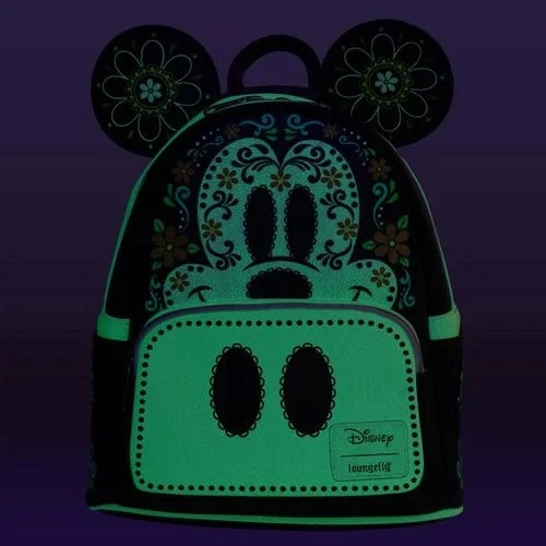 Loungefly Disney Mickey Mouse Dia De Los Muertos Sugar Skull Mini Backpack - Entertainment Earth Exclusive - Image 5