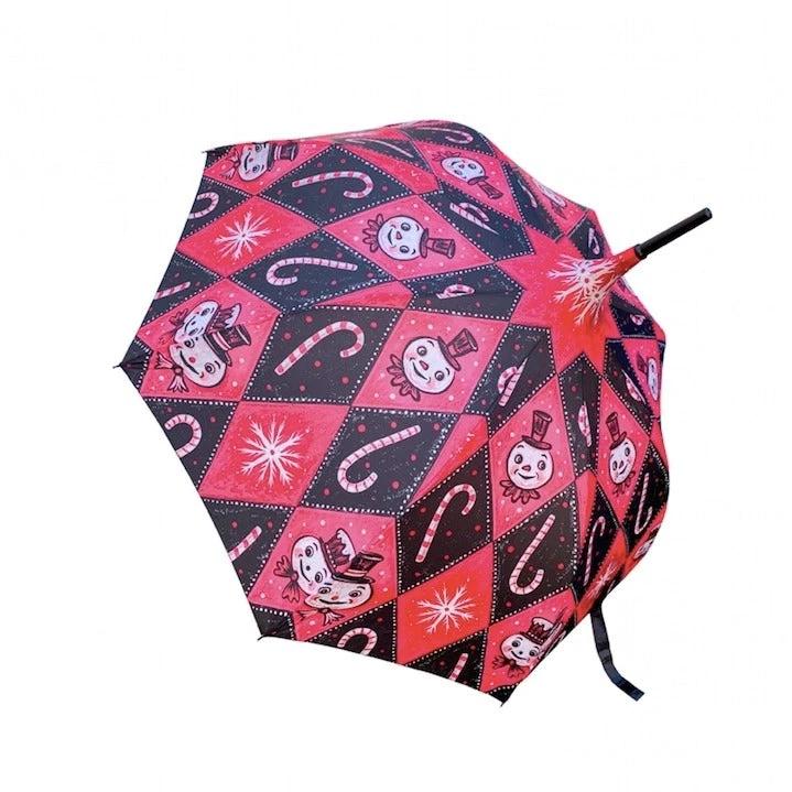 Johanna Parker X Lipstick & Chrome Frosty Pink Snowman Umbrella - Image 6
