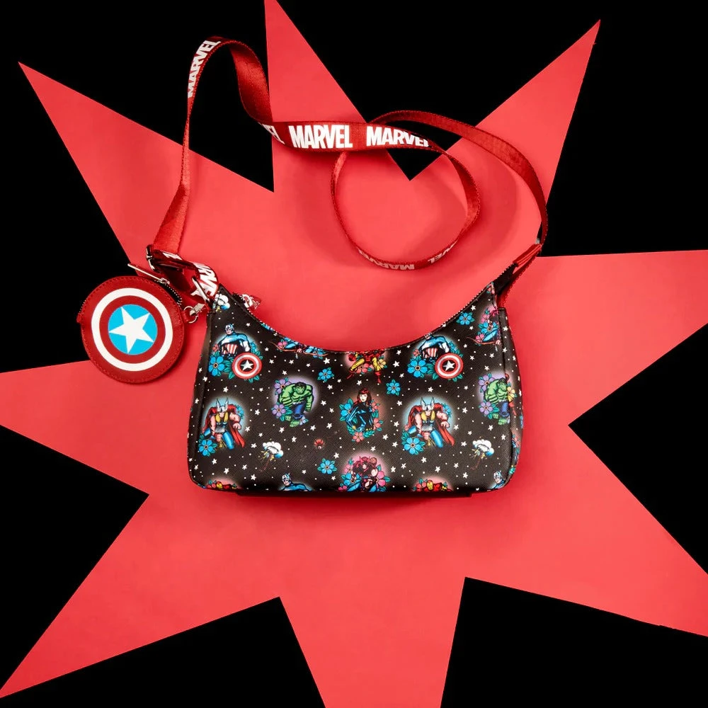 Loungefly Marvel Avengers Floral Tattoo Shoulder Bag