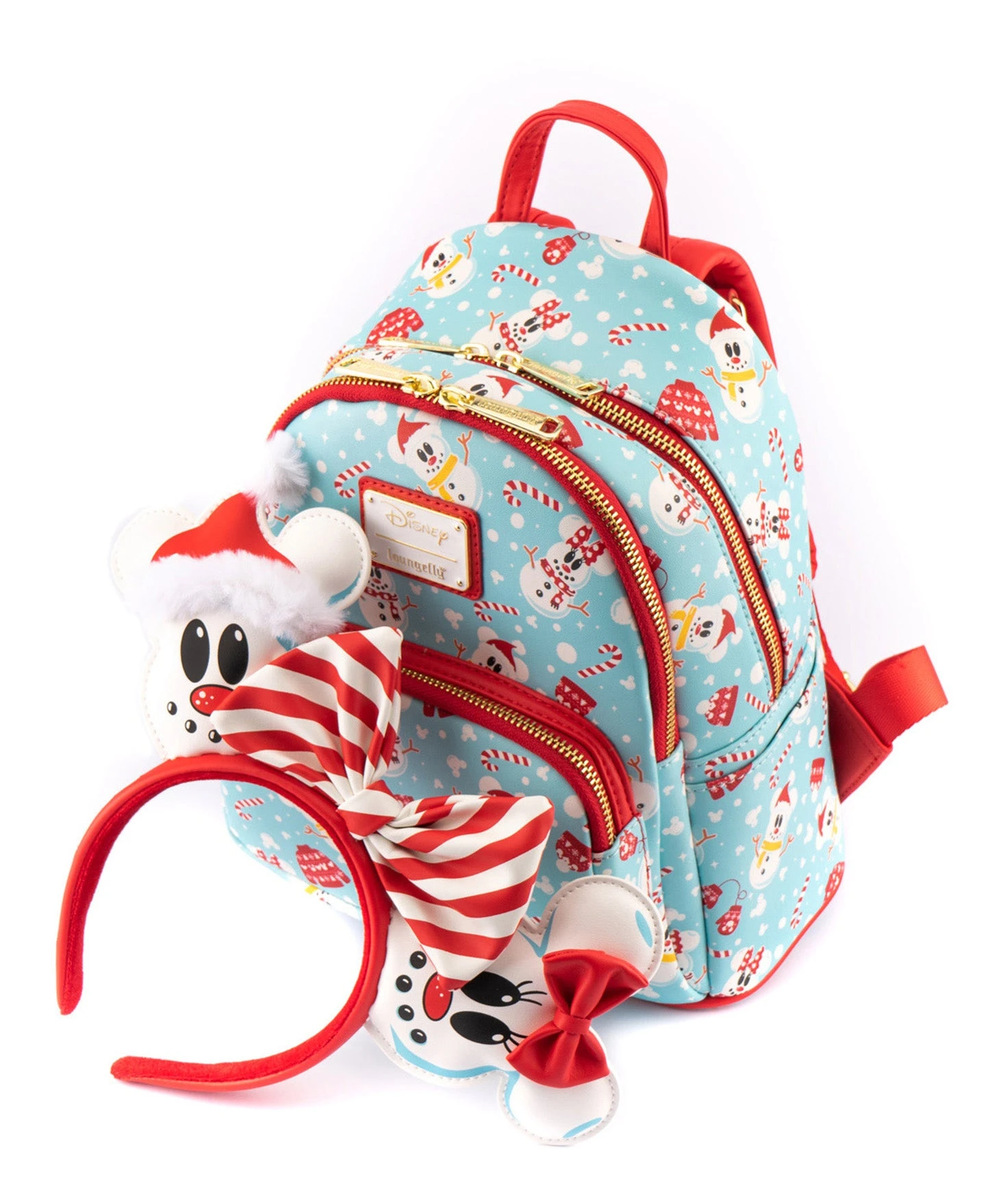 Loungefly Disney Mickey Minnie Snowman AOP Mini Backpack Headband Set - Image 7