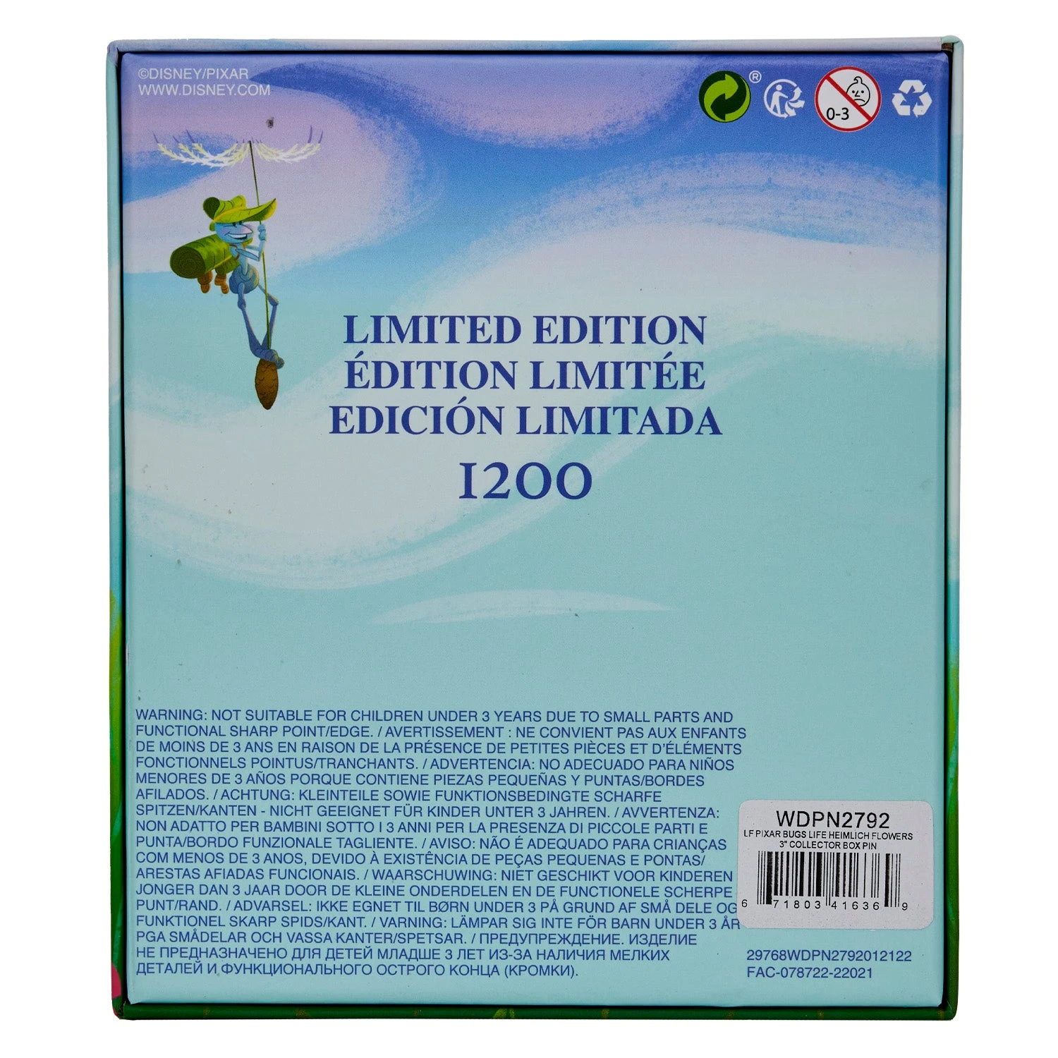 Loungefly Pixar A Bug's Life Heimlich Flowers 3" Collector Box Pin - Image 7